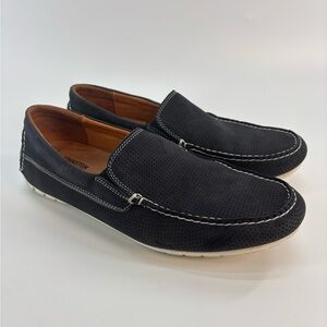 Johnston & Murphy Cord Venetian loafers 8 nubuck sheepskin leather navy